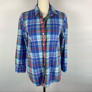 J Crew Plaid Button Down Long Sleeve Blouse